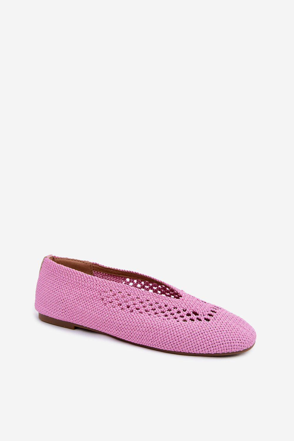 Women's Black and Pink Fabric Openwork Detail Ballet Flats view 5
