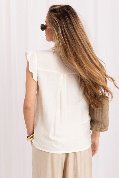 Women's Beige Openwork Detail Shirt detail view
