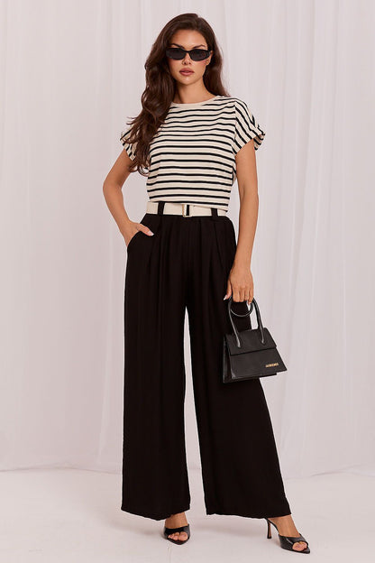 Women's Brown and Beige Easy-fit Elastic Detail Women Trousers view 10