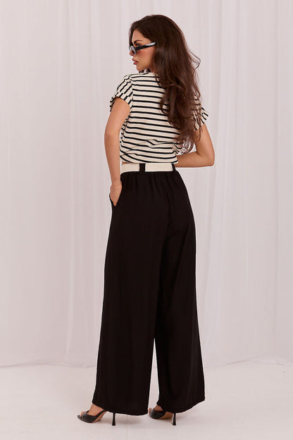 Women's Brown and Beige Easy-fit Elastic Detail Women Trousers view 11