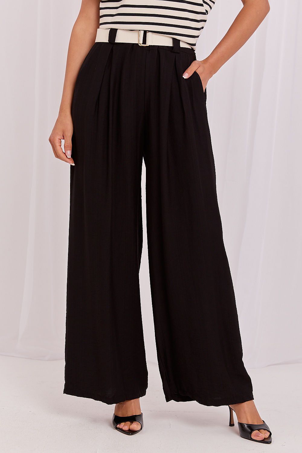 Women's Brown and Beige Easy-fit Elastic Detail Women Trousers view 12