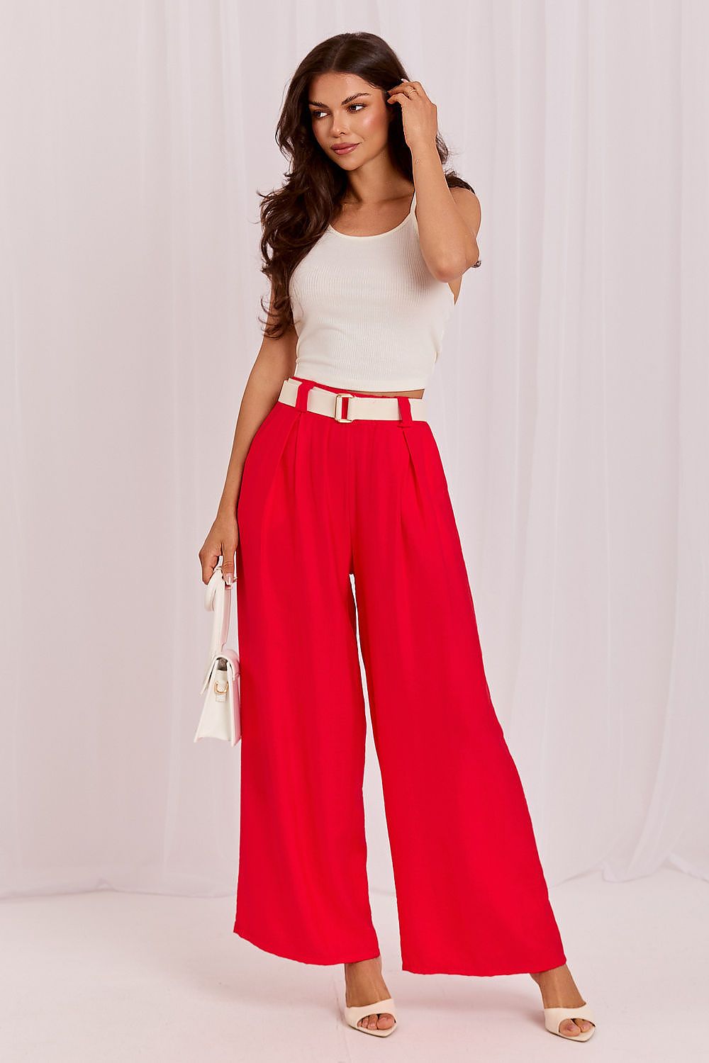 Women's Brown and Beige Easy-fit Elastic Detail Women Trousers view 14
