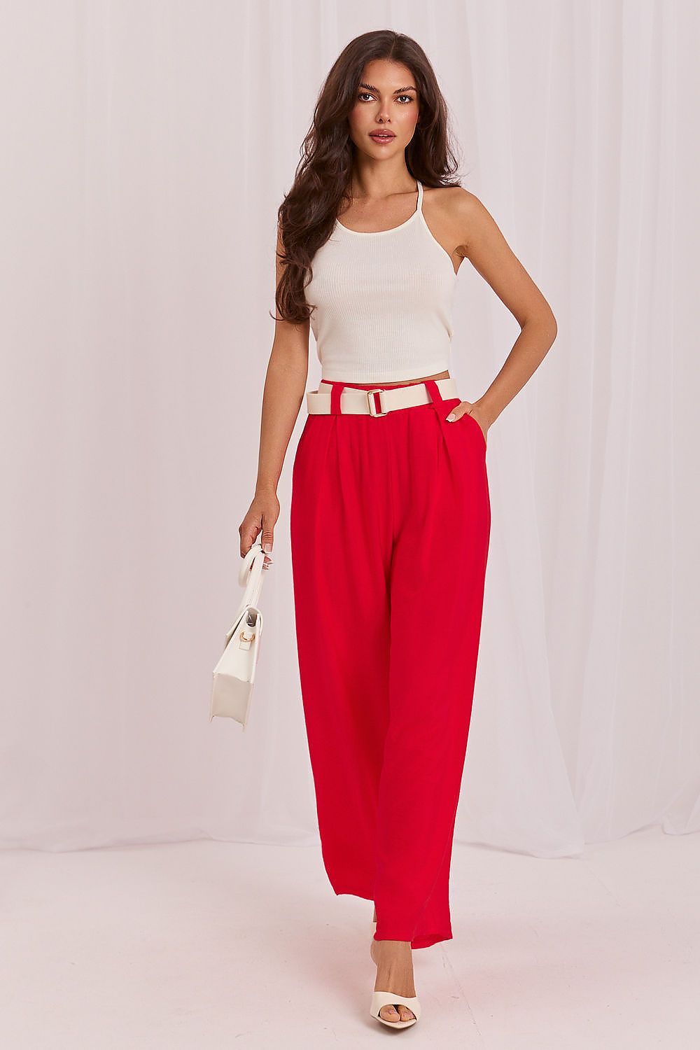 Women's Brown and Beige Easy-fit Elastic Detail Women Trousers view 15