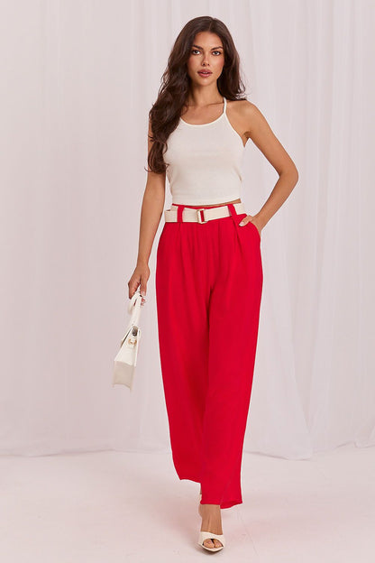 Women's Brown and Beige Easy-fit Elastic Detail Women Trousers view 15
