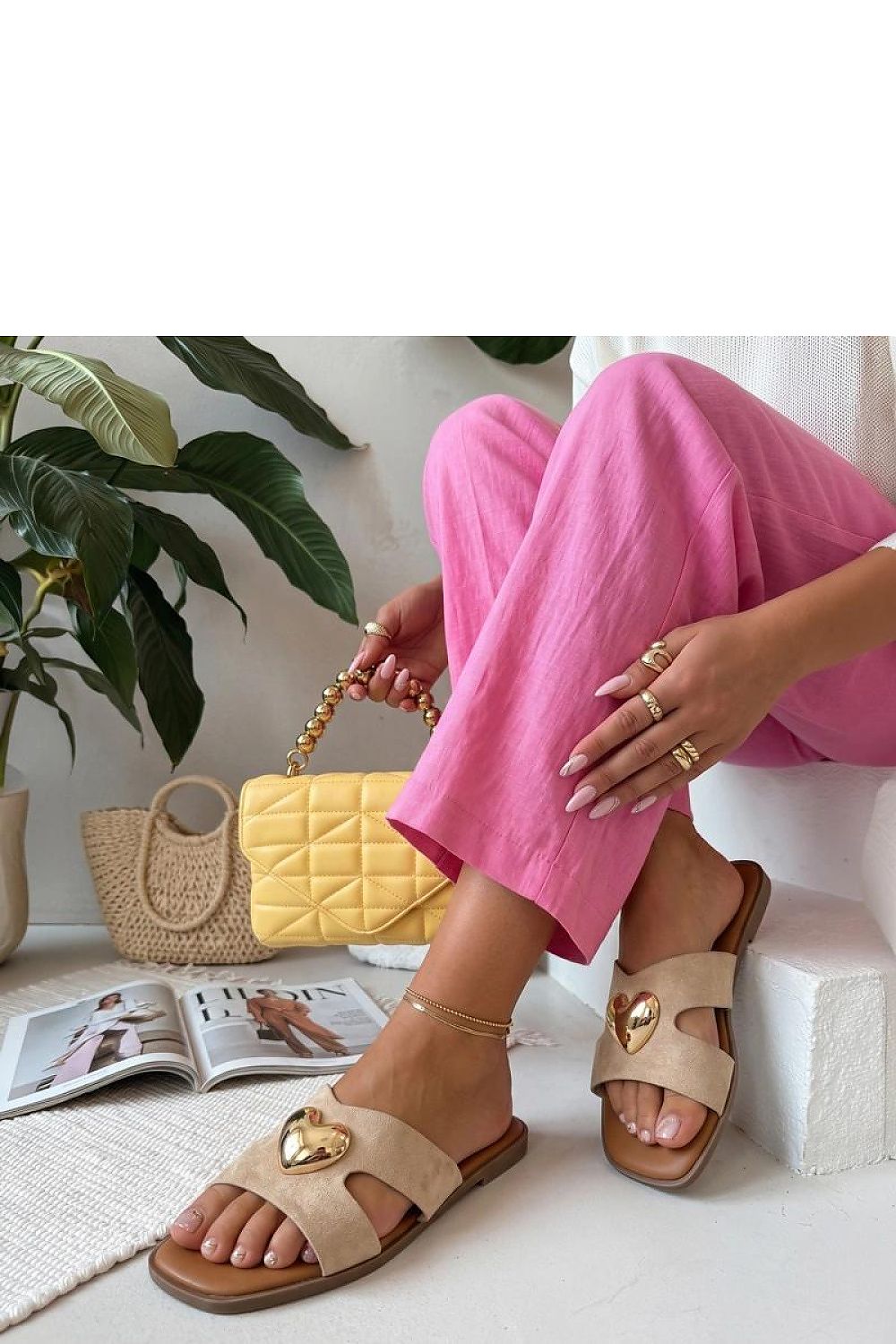Women's White, Brown, and Beige 1.5 Cm Heel Flip-flops view 5