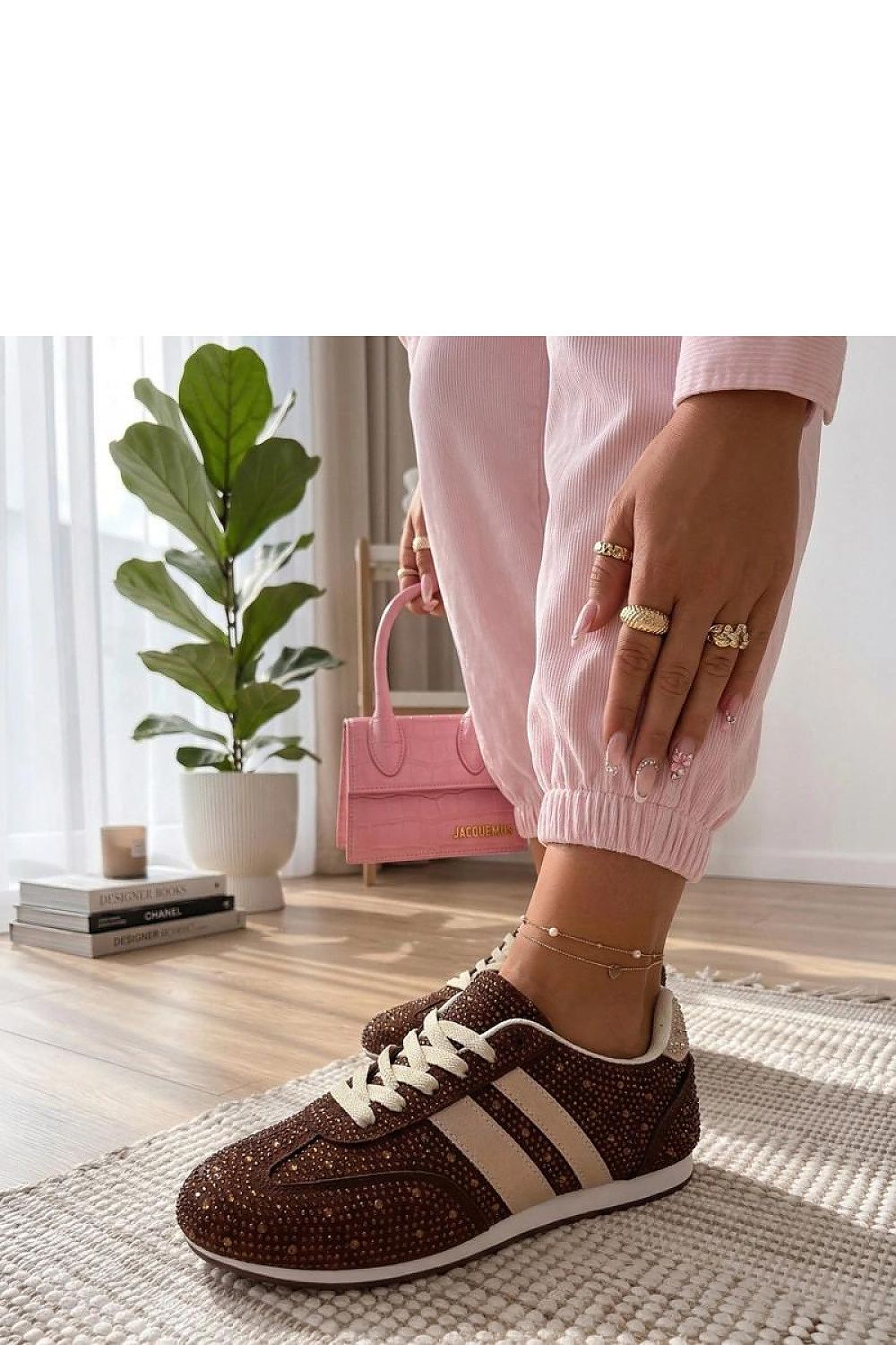 Women's Brown Suede 1.5 Cm Sole Sport Sneakers detail view