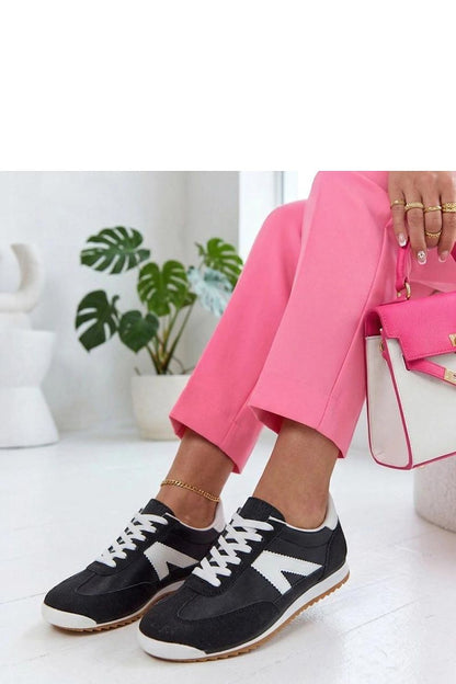 Women's White and Black Suede Sport Sneakers back view