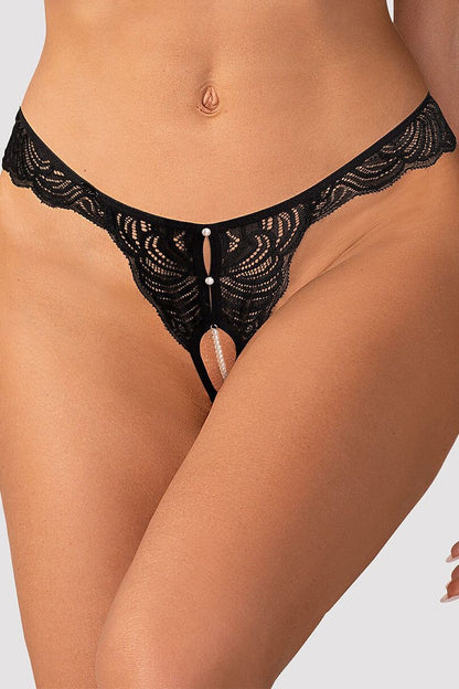 Women's Black T-backs front view