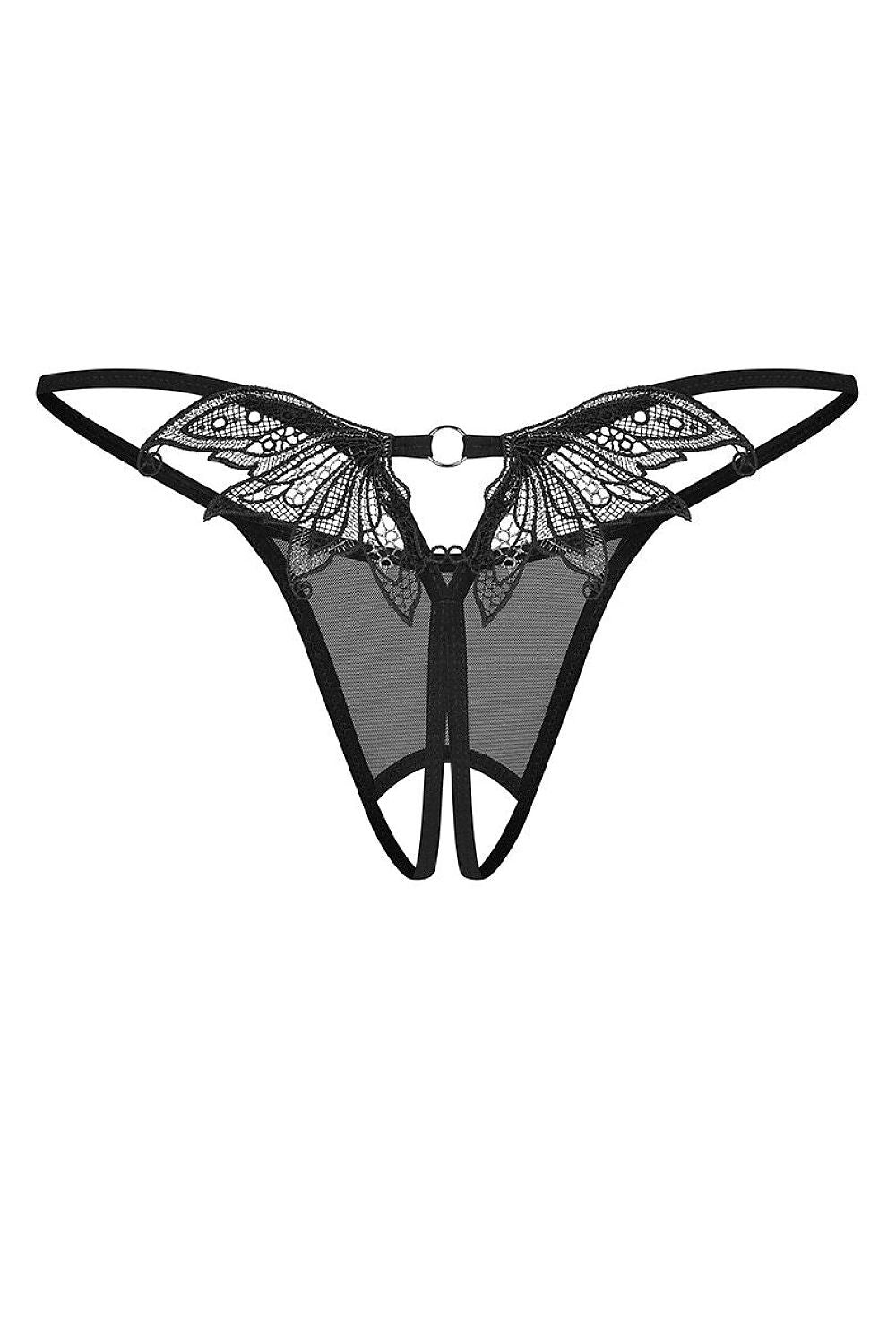 Women's Black T-backs back view