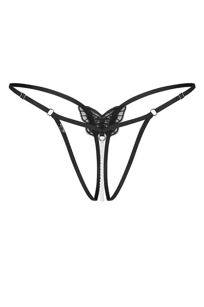 Women's Black Strap Detail Easy-fit Elastic Detail T-backs Lace detail view