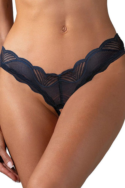 Women's Blue Strap Detail Easy-fit Elastic Detail T-backs front view