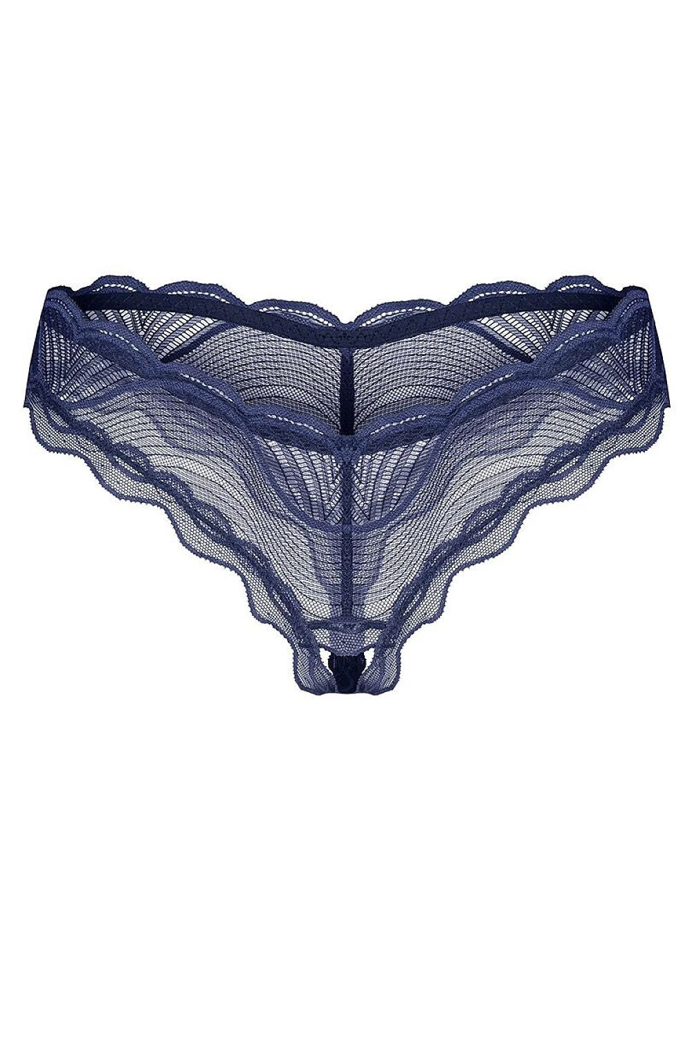 Women's Blue Strap Detail Easy-fit Elastic Detail T-backs side view
