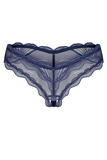 Women's Blue Strap Detail Easy-fit Elastic Detail T-backs side view