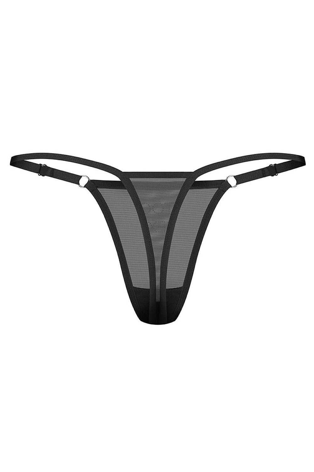 Women's Black Strap Detail Easy-fit Elastic Detail T-backs detail view