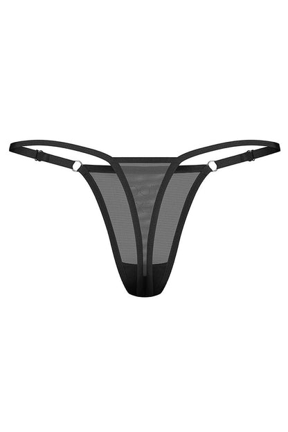 Women's Black Strap Detail Easy-fit Elastic Detail T-backs detail view