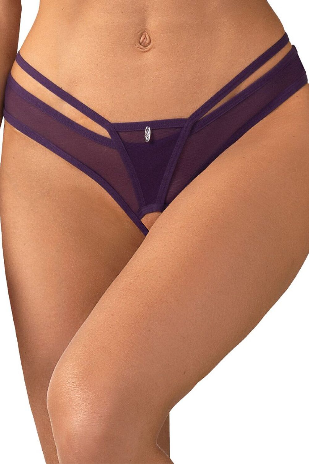 Women's Violet Strap Detail T-backs front view