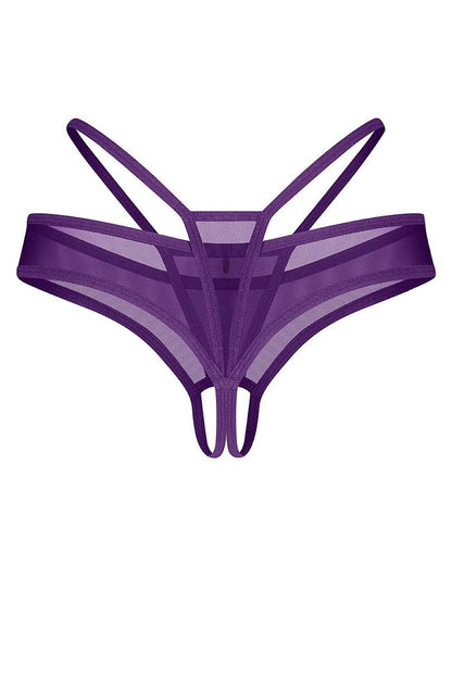 Women's Violet Strap Detail T-backs back view