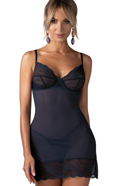 Women's Blue Strap Detail Sexy Set Thong front view