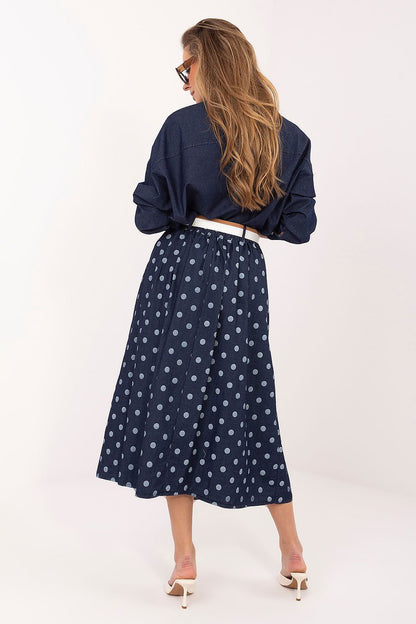 Women's Navy Blue Easy-fit Elastic Detail Skirt detail view