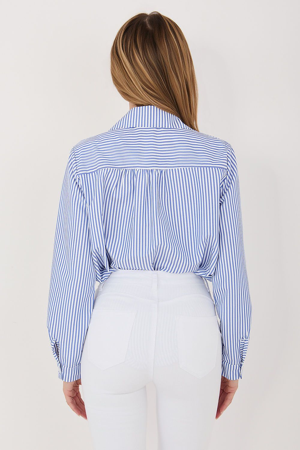 Women's Black, Blue, and Navy Blue Long Sleeve Shirt view 7