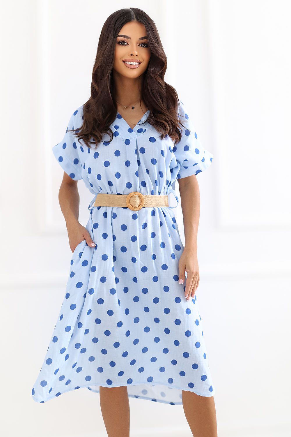 Women's Blue, Pink, and Navy Blue Daydress front view