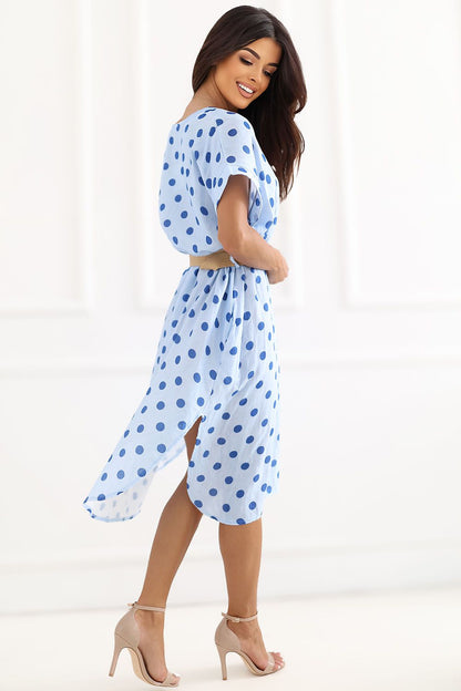 Women's Blue, Pink, and Navy Blue Daydress back view