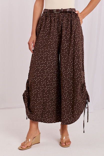 Women's Beige, Brown, and White Easy-fit Elastic Detail Women Trousers back view