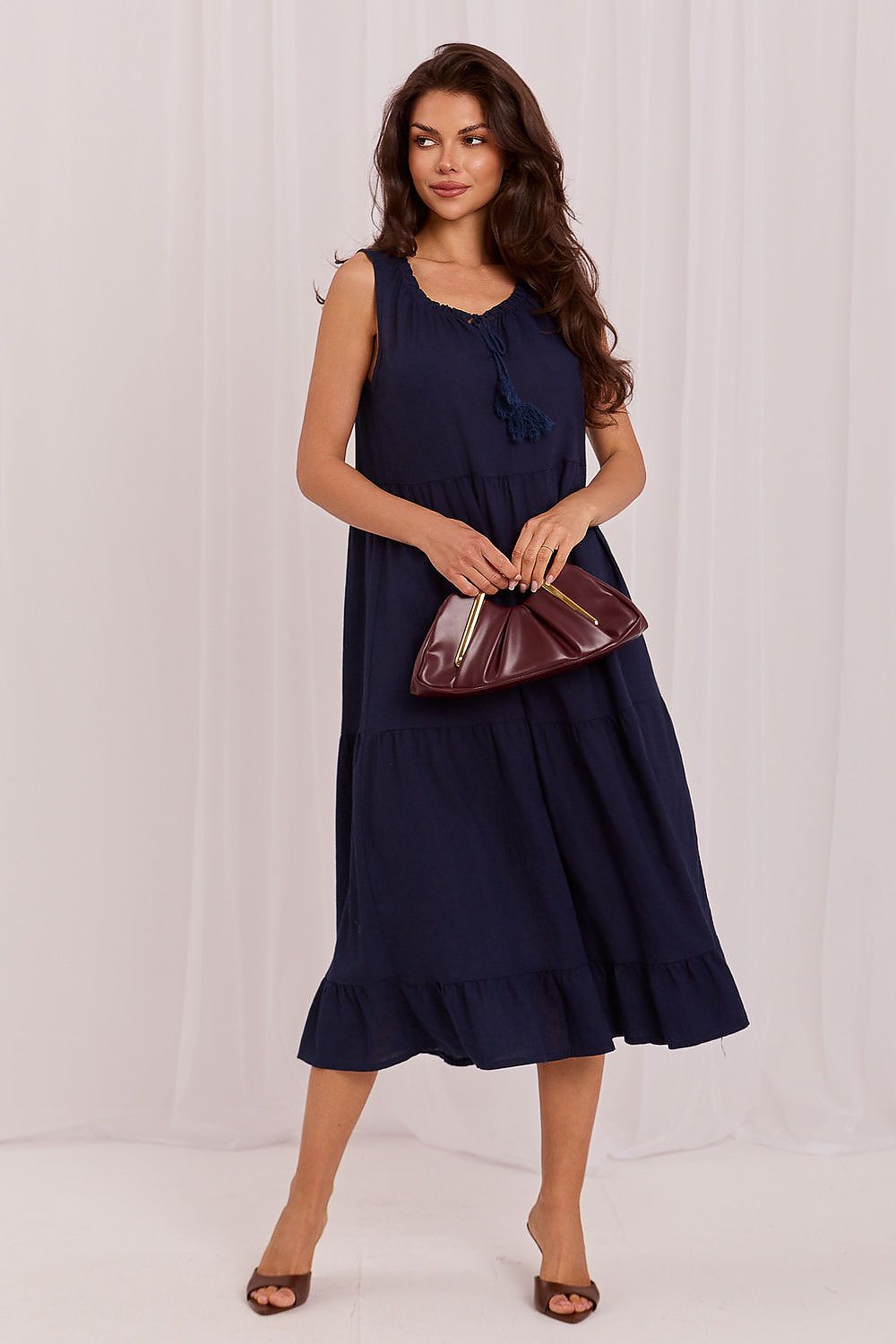 Women's Navy Blue and Black Daydress front view