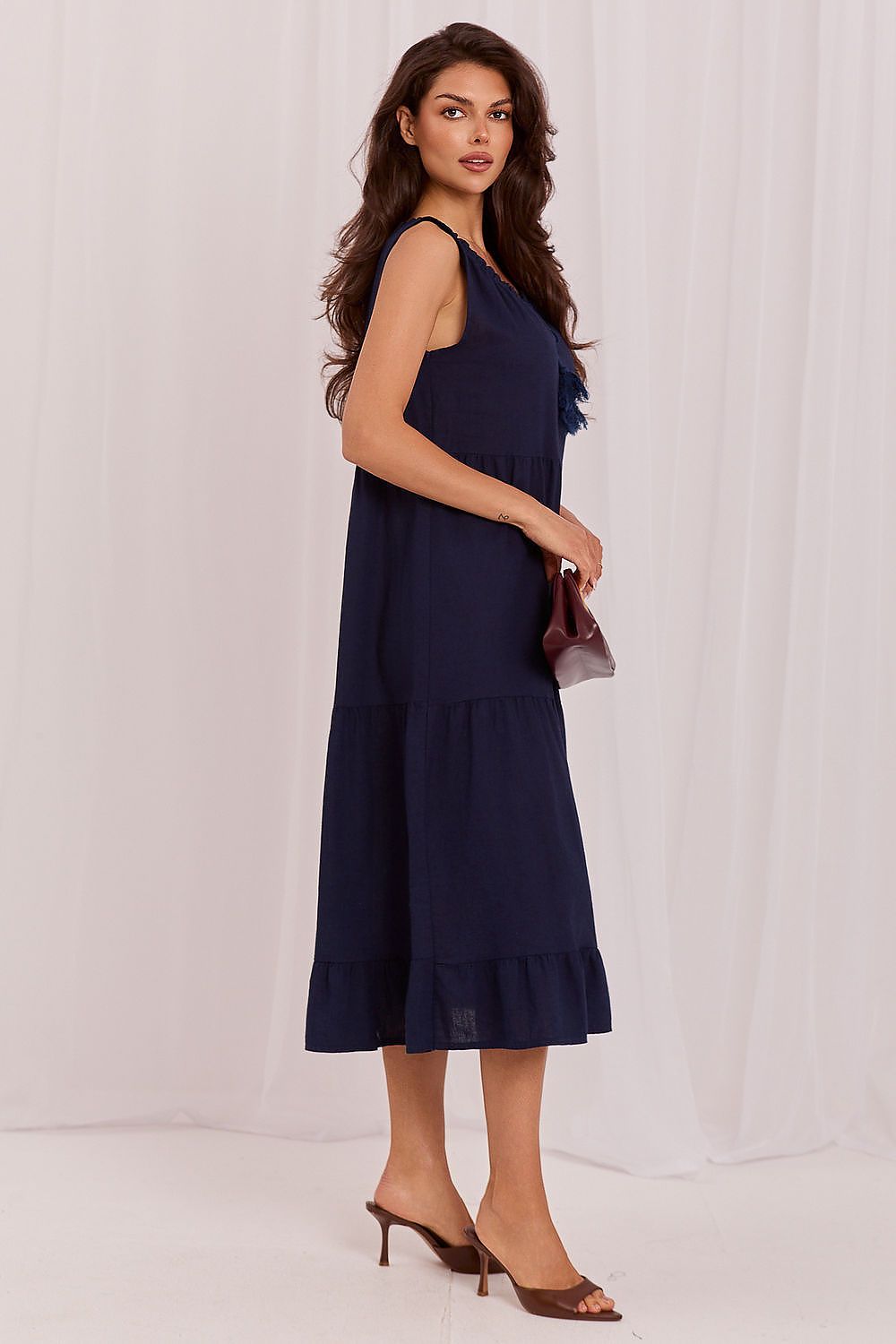 Women's Navy Blue and Black Daydress side view