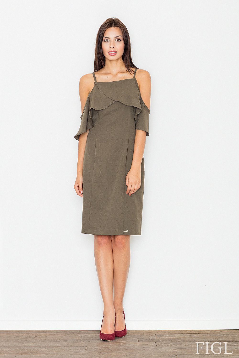 green mini day dress front view