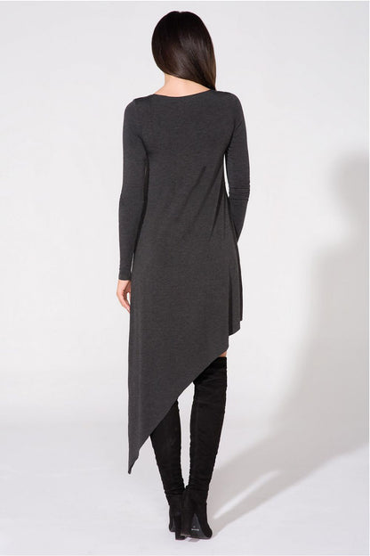 grey asymmetrical evening dress alternate angle