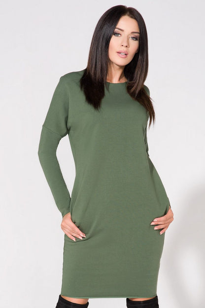 green evening dress front view