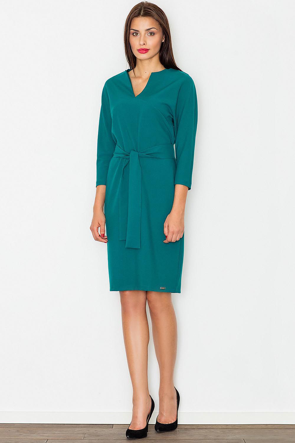 green wrap belted day dress alternate angle