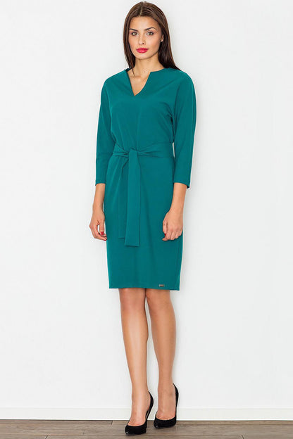 green wrap belted day dress alternate angle