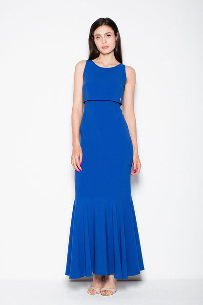 blue long dress front view