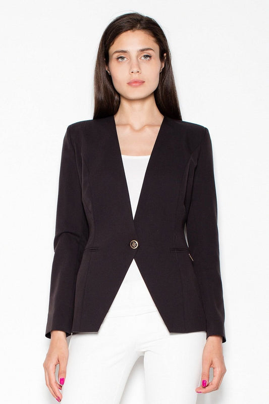 mini elegant slim-fit european black jacket | versatile & stylish outerwear front view