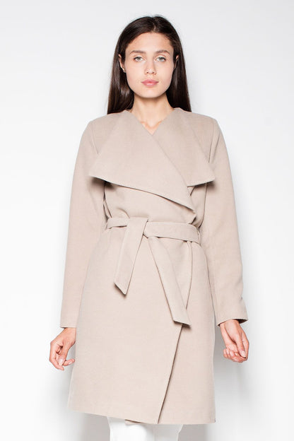 beige coat front view