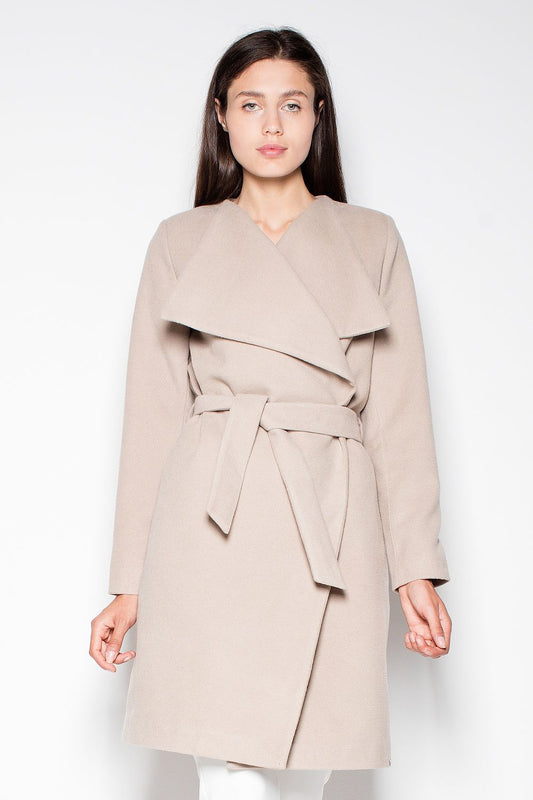 beige coat front view