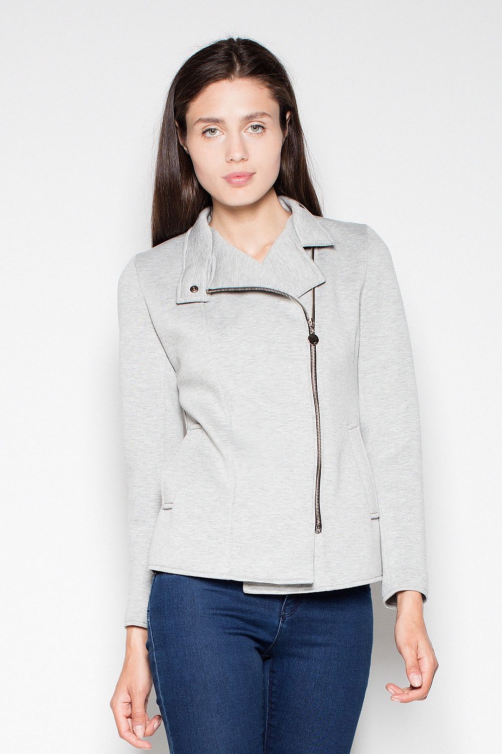 grey mini jacket front view