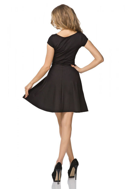 red flared short sleeve evening dress view 9