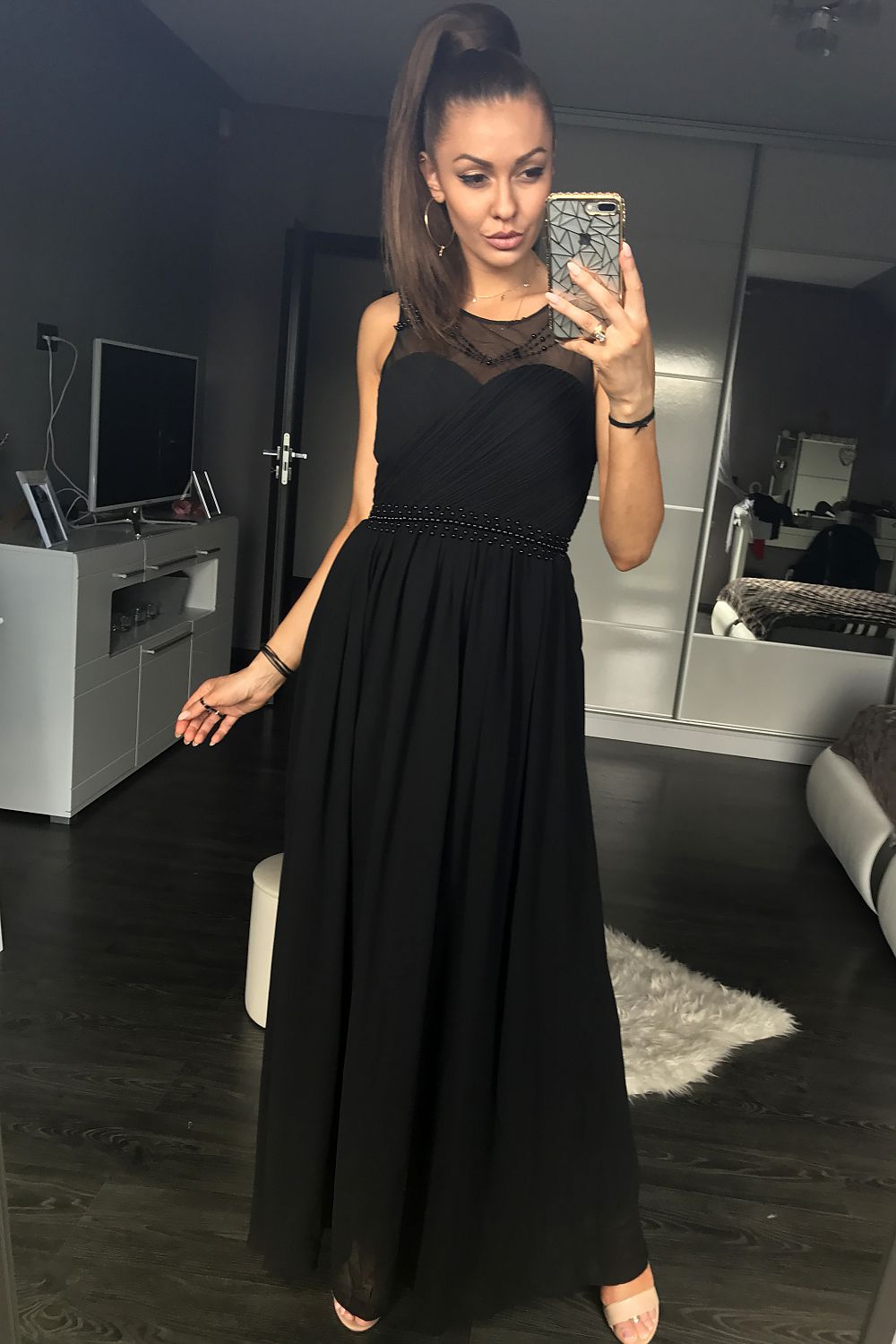 black long dress front view