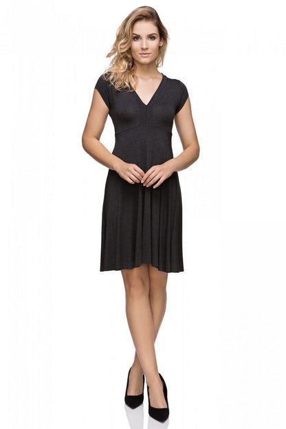 grey flared evening dress alternate angle