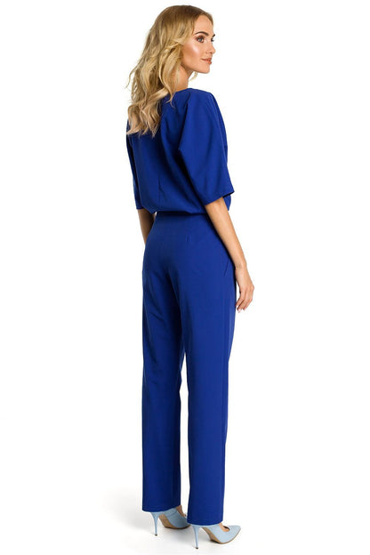 blue belted short sleeve suit alternate angle