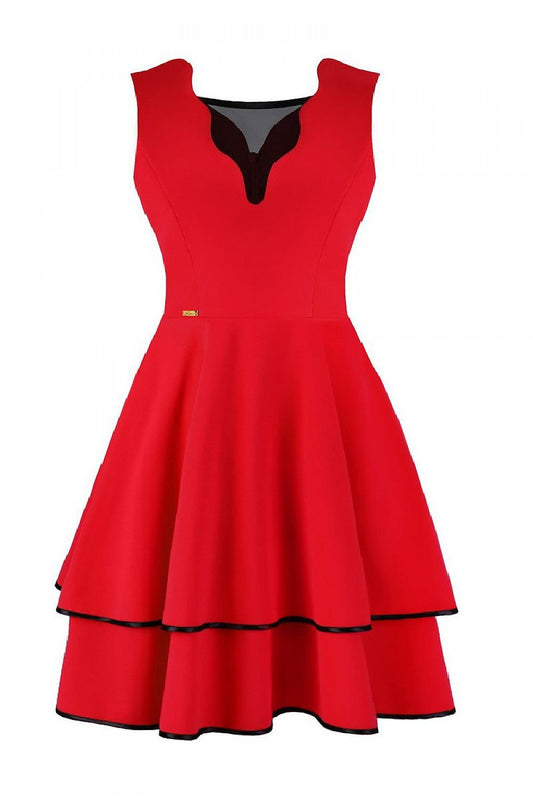 red midi cocktail dress front view