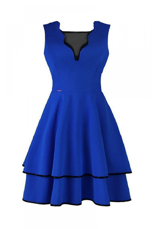 blue midi cocktail dress front view