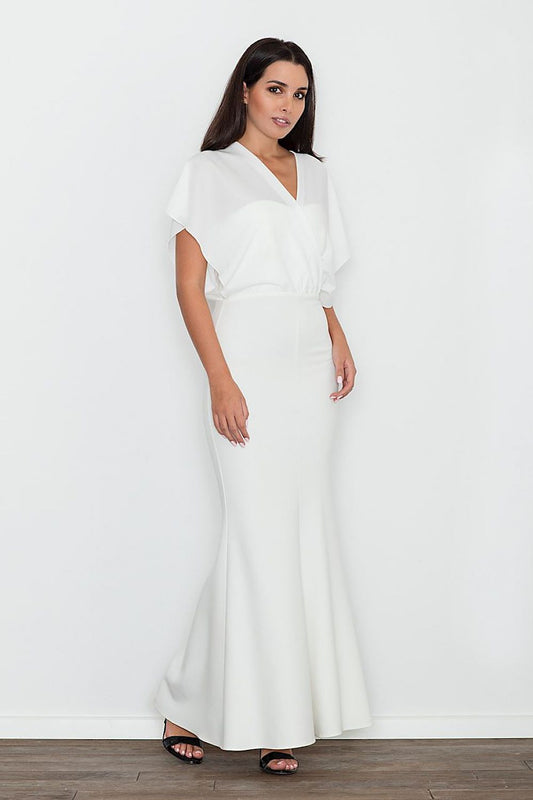 beige long dress front view