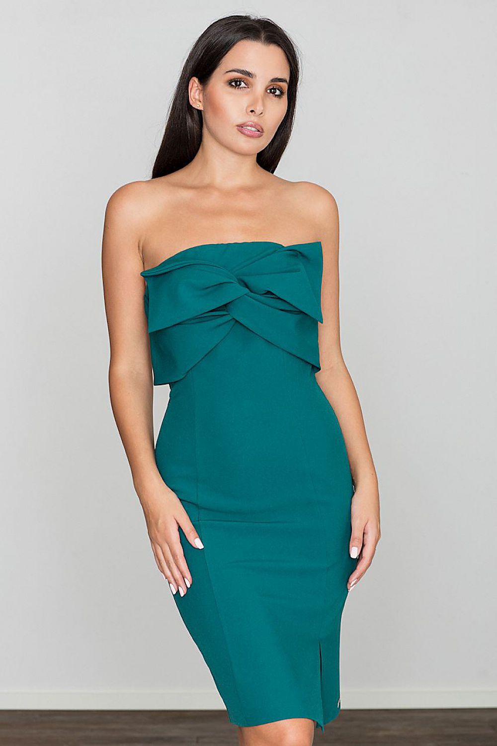 green mini cocktail dress front view