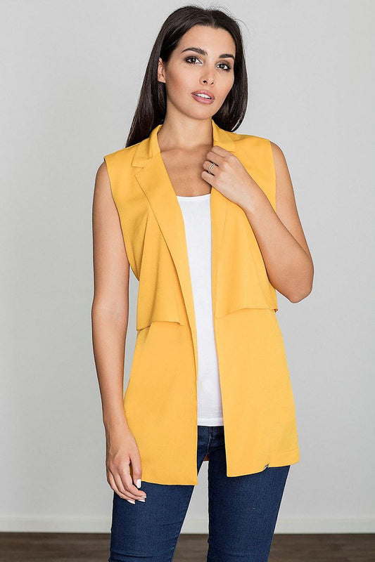 elegant lightweight yellow gilet for women - stylish & comfortable european craftsmanship front view