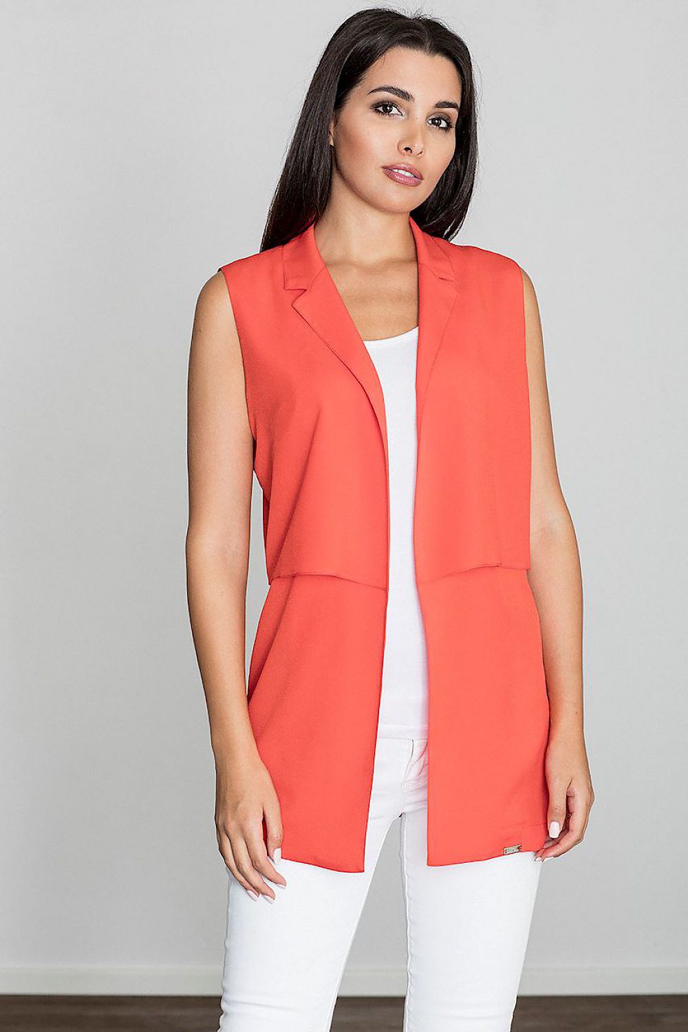 elegant red gilet vest for women - lightweight, stylish & comfortable european design front view