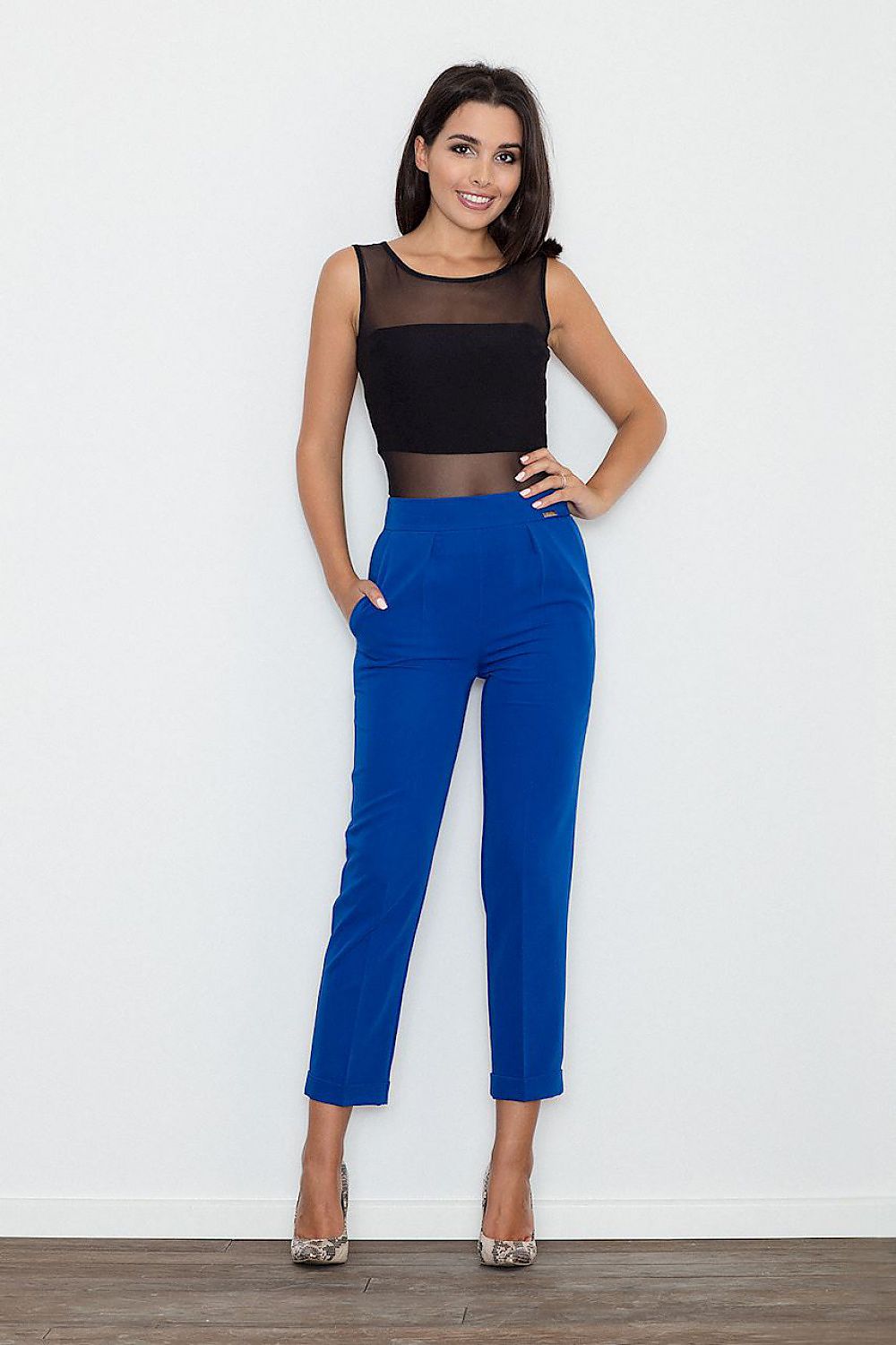 blue women trousers front view